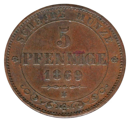 5 fenigуw 1869 Jan Wettyn Niemcy Saksonia Drezno B